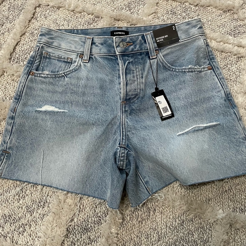 Express Faded Blue Denim Shorts